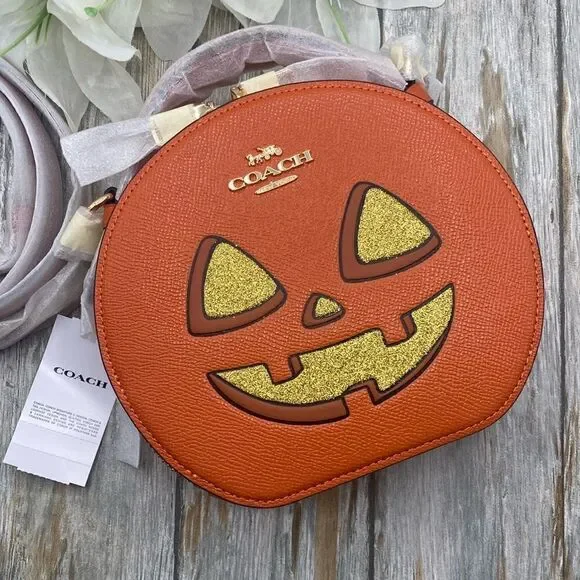 Canteen Crossbody Bag With Halloween Pumpkin Jack-o’-lantern Print Purse - Picture 1 of 8